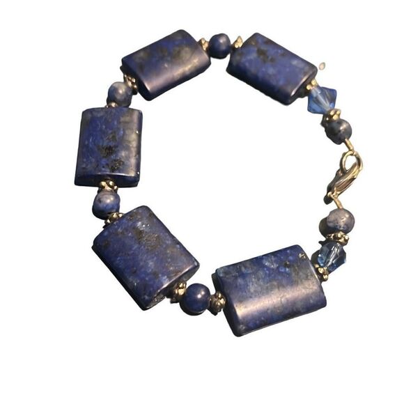 Vintage Blue Lapis Rectangular Women’s Bracelet - Picture 4 of 6